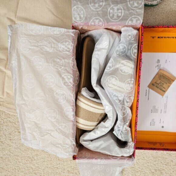 AUTHENTIC Tory Burch Double T Jacquard Slide - Picture 6 of 8